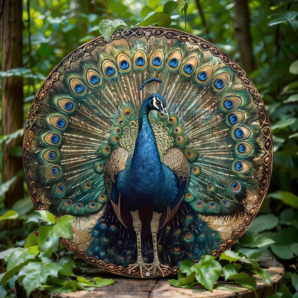 

Peacock Themed Sign - Vibrant 2D Flat Print, Durable Metal Decor for Home,Cafe, and Living Wall Decoration, Perfect Holiday Gift