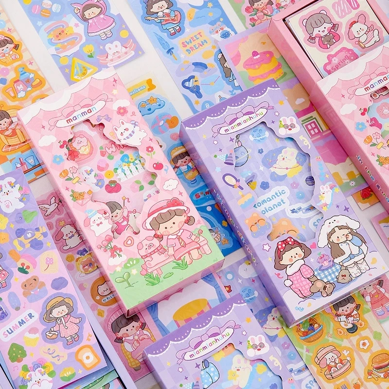 

SKYSONIC BOBO 50 Sheets Junk Journal Stickers Decor Scrapbooking Lable Idol Kpop Stationery Postcards Kawaii Sticker Suppli