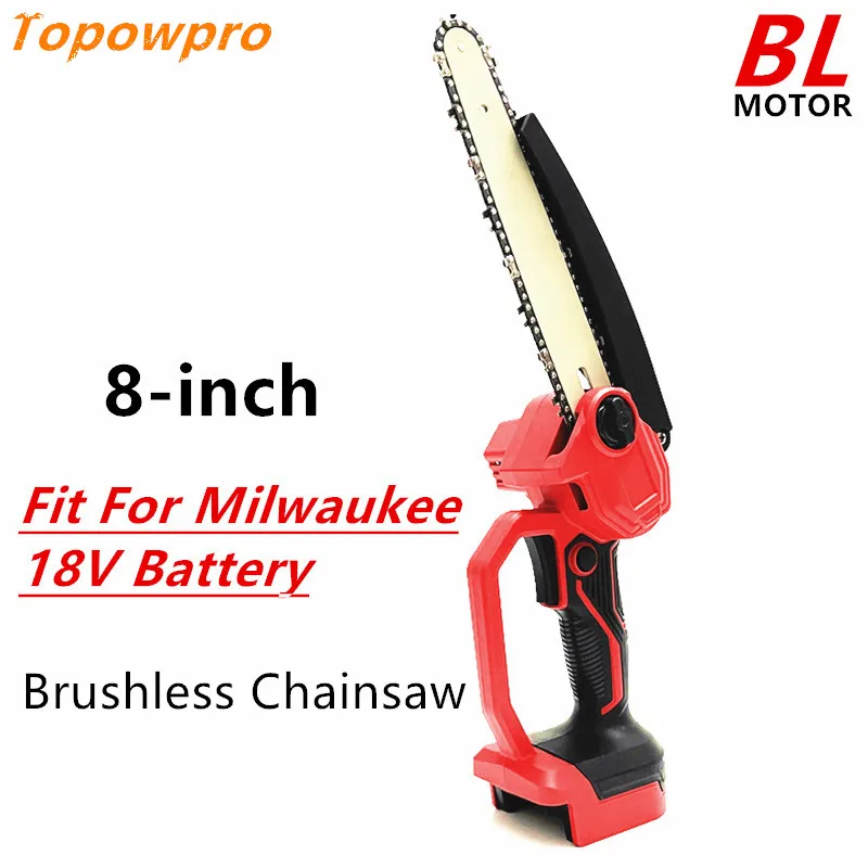 8 Inch Brushless Chainsaw For Milwaukee 18V Battery Woodworking Cutter Cordless Electric Chain Saw Pruning Logging Power Tools