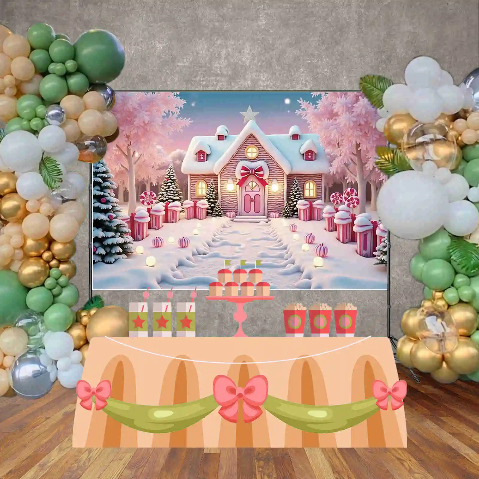 MOON.QG Christmas 2024 Backdrop Photography Window New Year Xmas Tree Photozone Background Children Studio Photocall Accessories