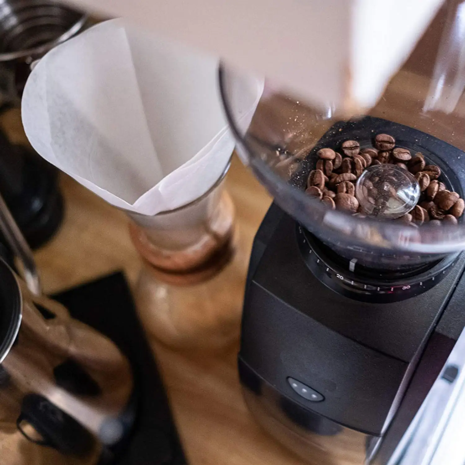Encore ESP Coffee Grinder ZCG495BLK, black, with a 40mm hardened alloy steel grinder.