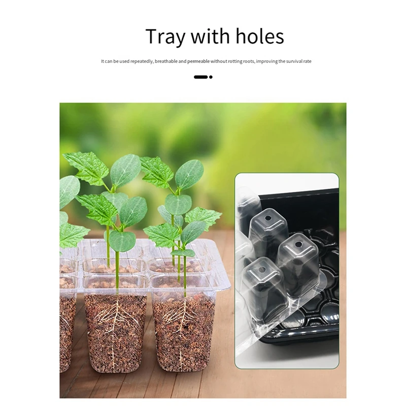 Поднос для рассады, комплект для запуска семян с регулируемой влажностью клеток с куполом и основанием, лоток для выращивания теплиц
