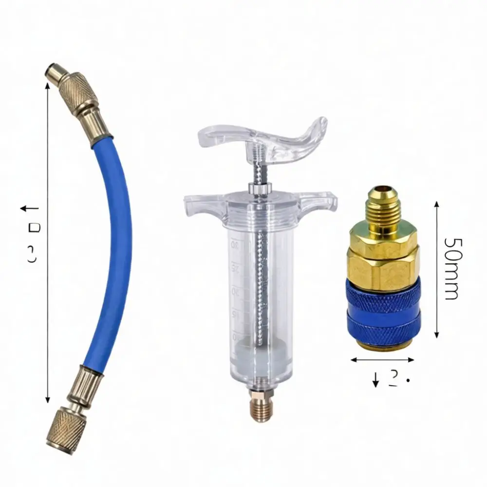 Universal AC Refrigerant Lubricant Dispenser Car Air Conditioning Leak Detection Tool Fluid Filling Hose Repair Kit