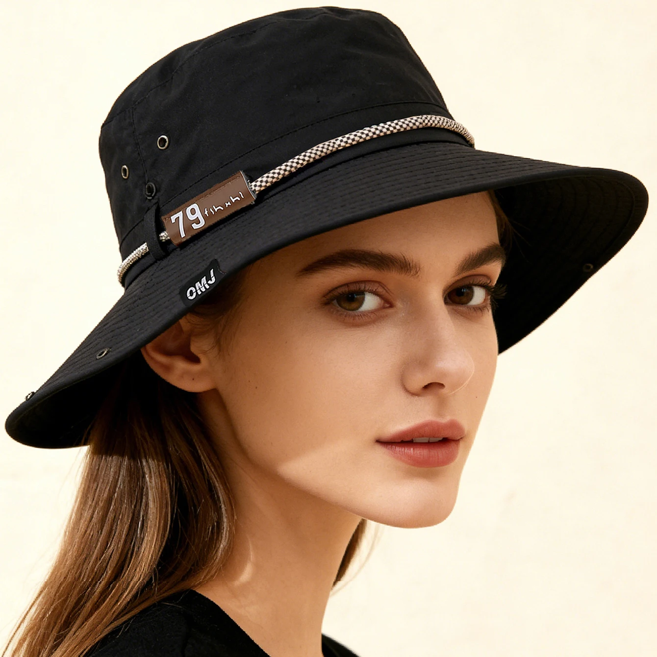 Outdoor Quick-Dry Fishing Hat with Rope, Reversible Brim, Breathable Sun Protection Cap, Suitable for Hiking and Climbing