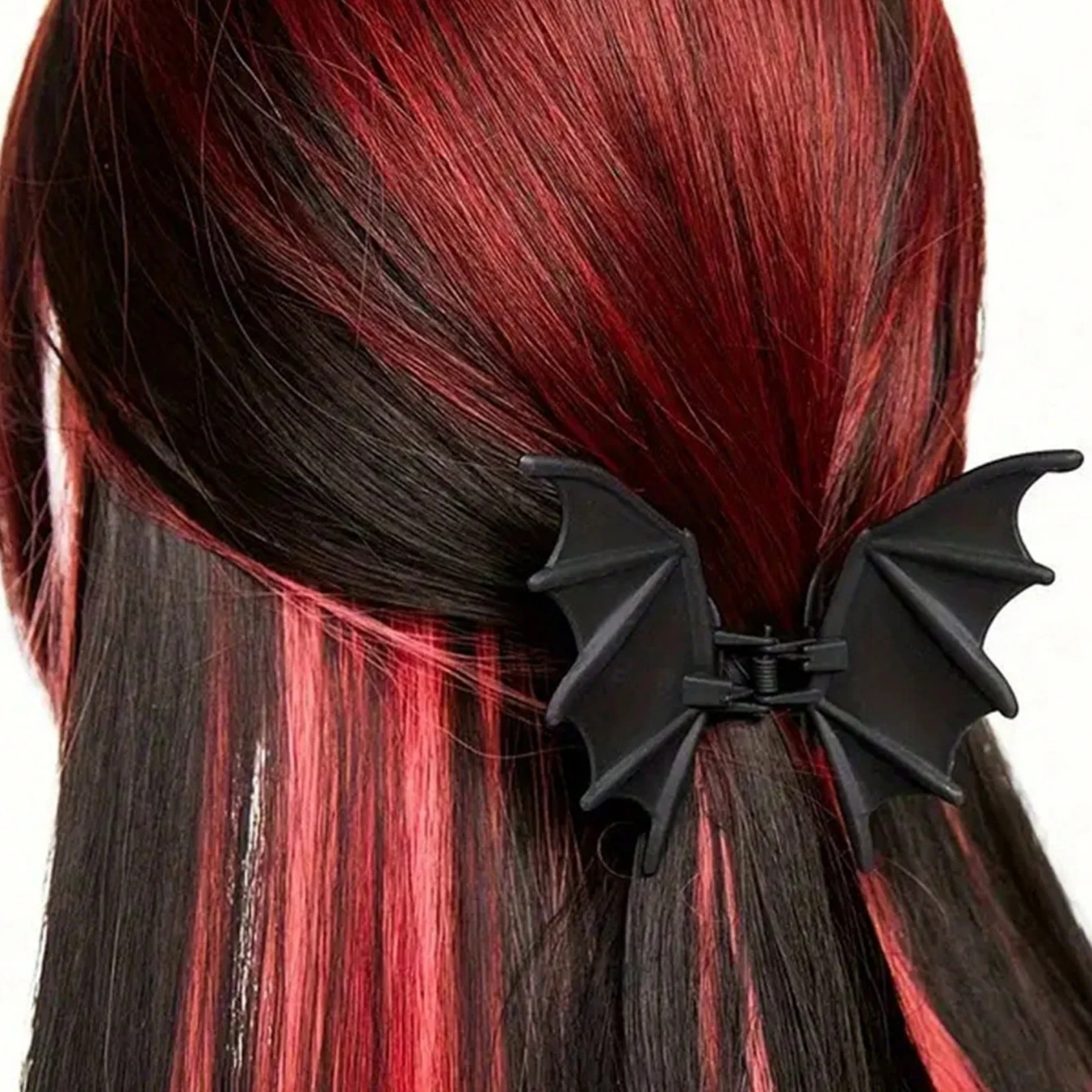 1Pc Gothic Punk Matte Black Bat-Wing Claw Clip, Elegant Women's Metal Ponytail Hair Accessory/Hair Claw, Suitable for Halloween image 5
