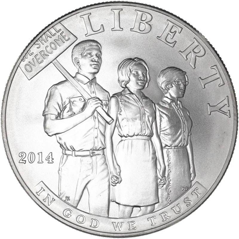 

2014 Civil Rights Act Commemorative Coin, 90% Silver Dollar, American Historical Legal Tender, Uncirculated Condition