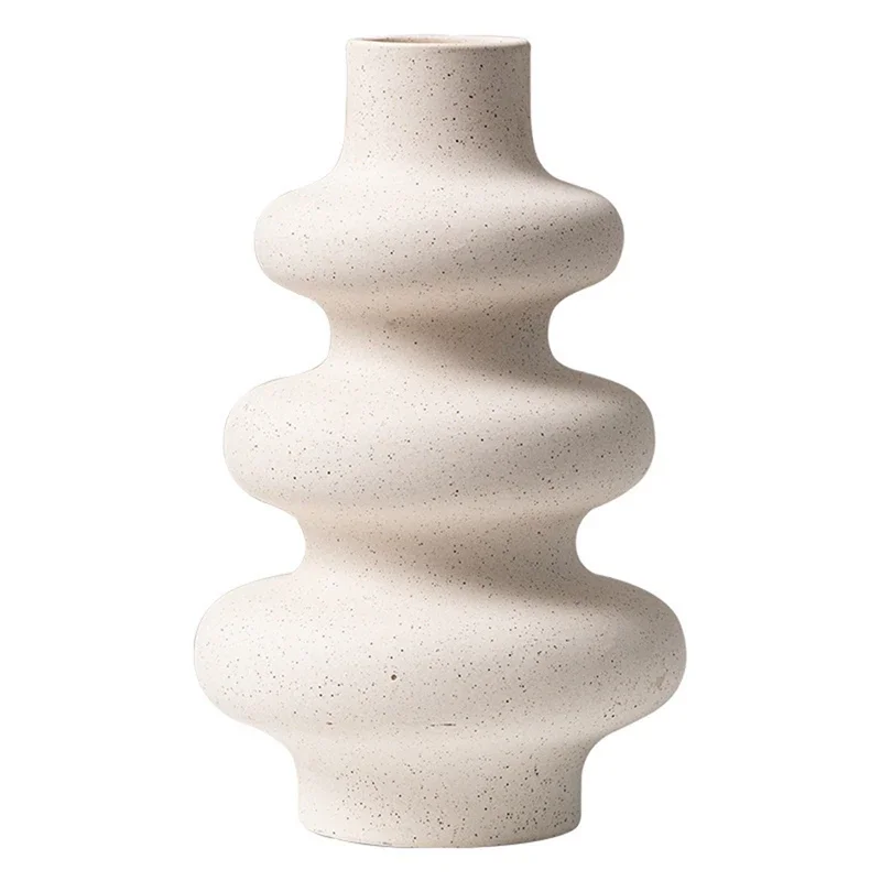 Florero de cerámica nórdico, maceta Beige, decoración del hogar, arreglo floral, jardín, sala de estar, oficina, decoración de escritorio, manualidades