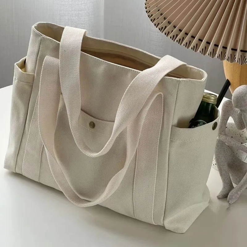 Płócienne torby na ramię o dużej pojemności do pracy dojazdy do pracy torebka do noszenia w stylu College strój studencki torba na ramię z książką torby damskie