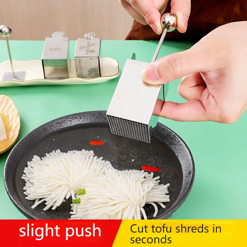 Molde creativo de acero inoxidable para triturar Tofu, soporte Manual para rebanar Tofu, herramienta de corte de crisantemo y Tofu