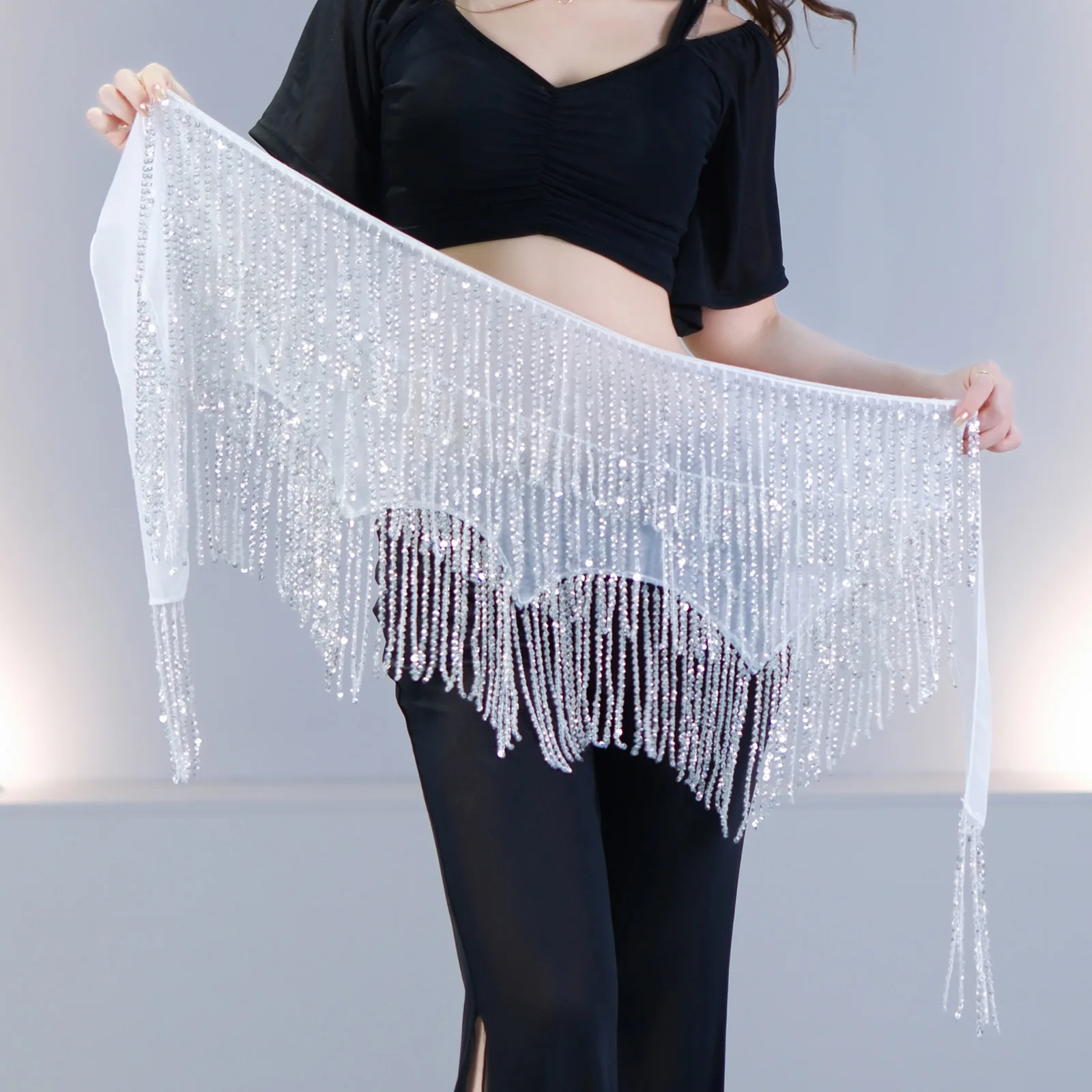 Nieuwe Sprankelende Pailletten Fringe Buikdans Hippe Sjaal Taille Ketting Riem voor Vrouwen Oosterse Dansvoorstelling Show Kostuum Accessoires
