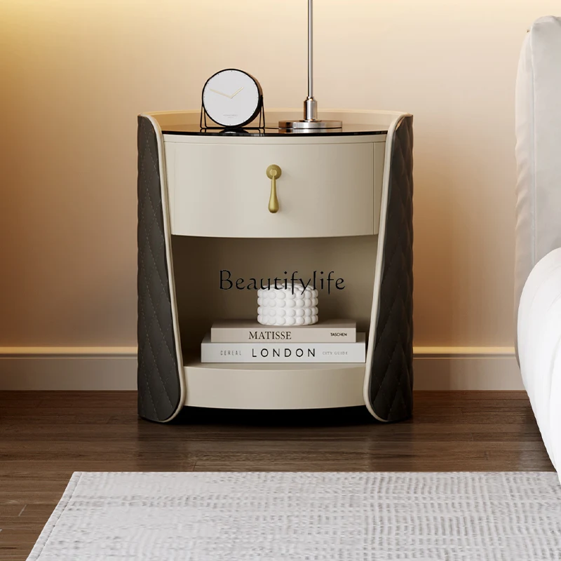 Light luxury bedside table atmosphere bedroom versatile storage bedside table