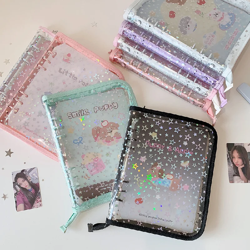 A5 Cartoon Puppy Star Zipper Wrapping Album Girl's Star Chasing 3-inch Four-Palace Card Album binder for cards photocard album