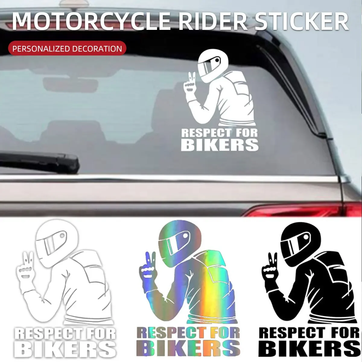 

1Pcs RESPECT FOR BIKERS Auto Motorcycle Car Sticker Removable Stickers 2D RGB Reflective Stickers Decals Car Styling Accessories