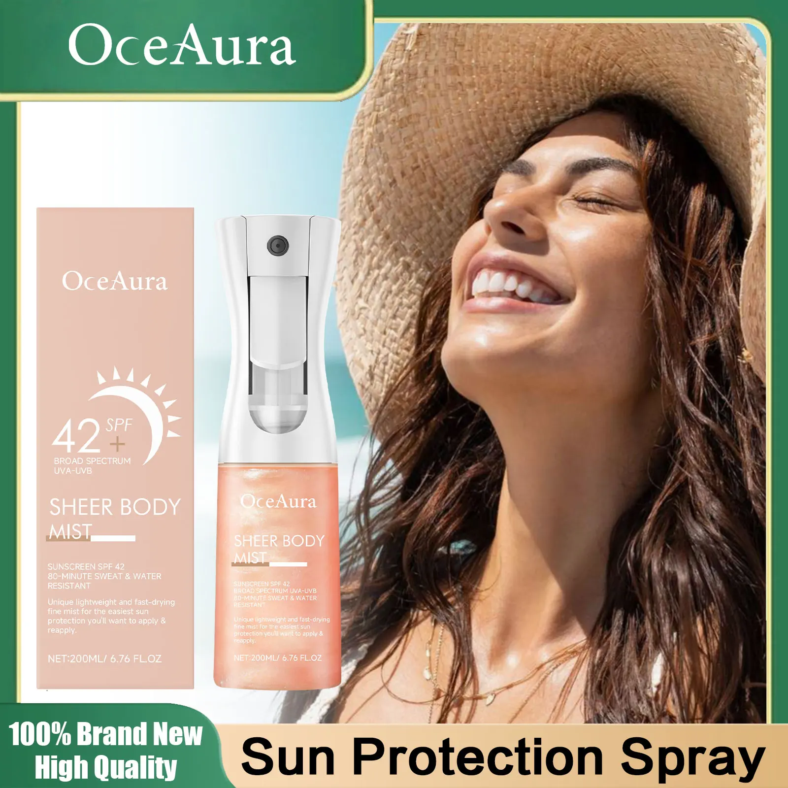 OceAura Sunscreen Spray with SPF42 Anti UV Protection Sunburn Prevention Oil Control Lasting Waterproof Moisturizing Sun Cream ﻿
