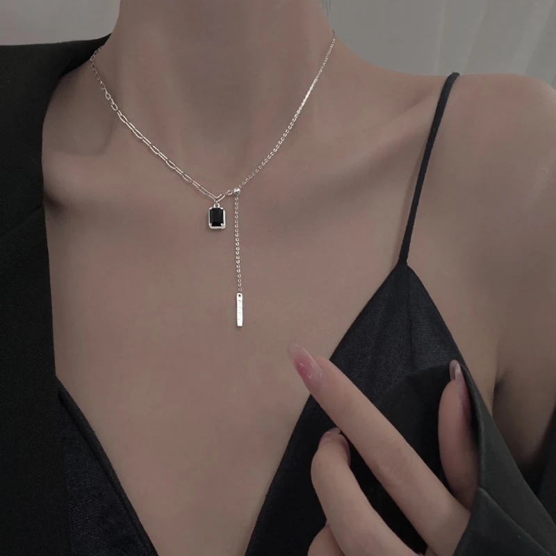 Halskette mit geometrischer Form aus 925er-Sterlingsilber, Persönlichkeit, Charm, Damen-Anhänger, Halsband, Geburtstagsgeschenk für Freunde, exquisiter Schmuck