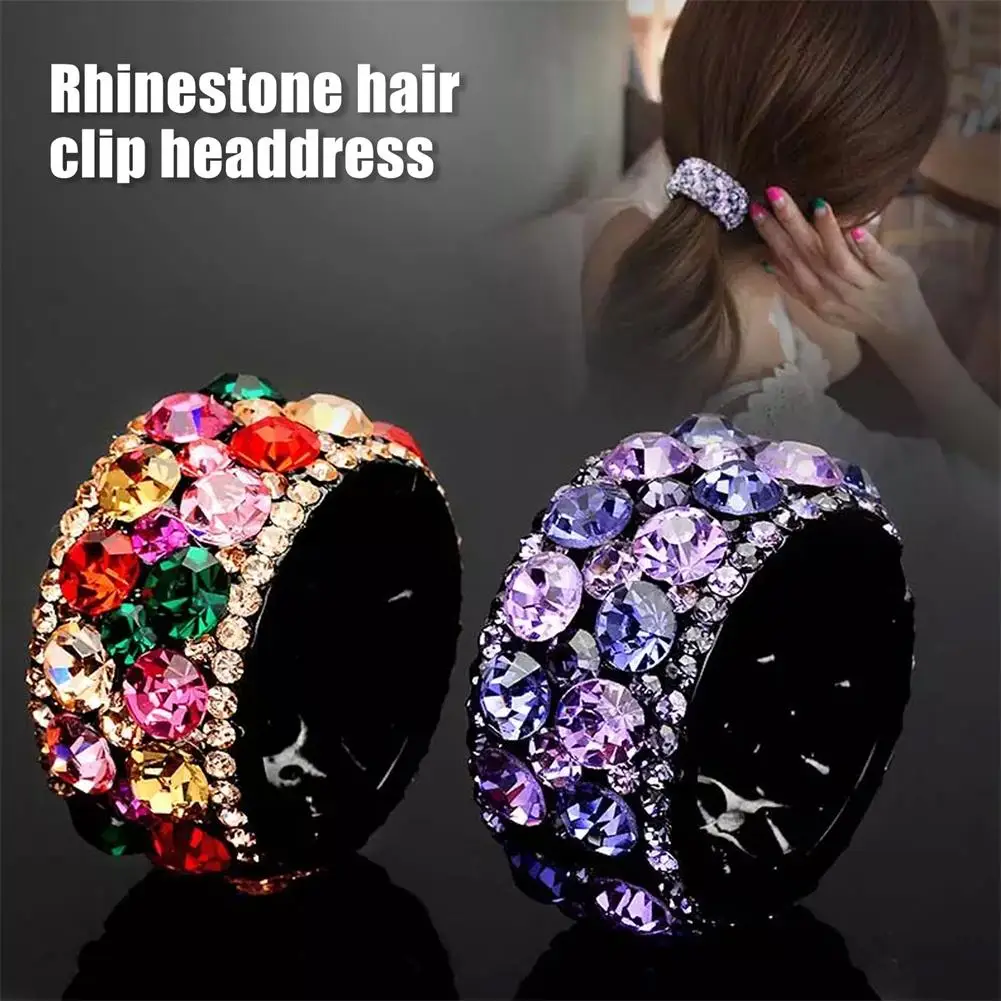 

Rhinestone Hair Claw Clip Ponytail Cuff Small Diamond High Ponytail Holder Hairpins Hair Styling Accessories For Women Girl A7W3