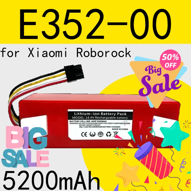 

14.4V 6.5AH Vacuum Cleaner Battery Replacement for Xiaomi Roborock S50 S51 S55 T60 E352-00 S502-00 C10 E20 E35 SC Batteries