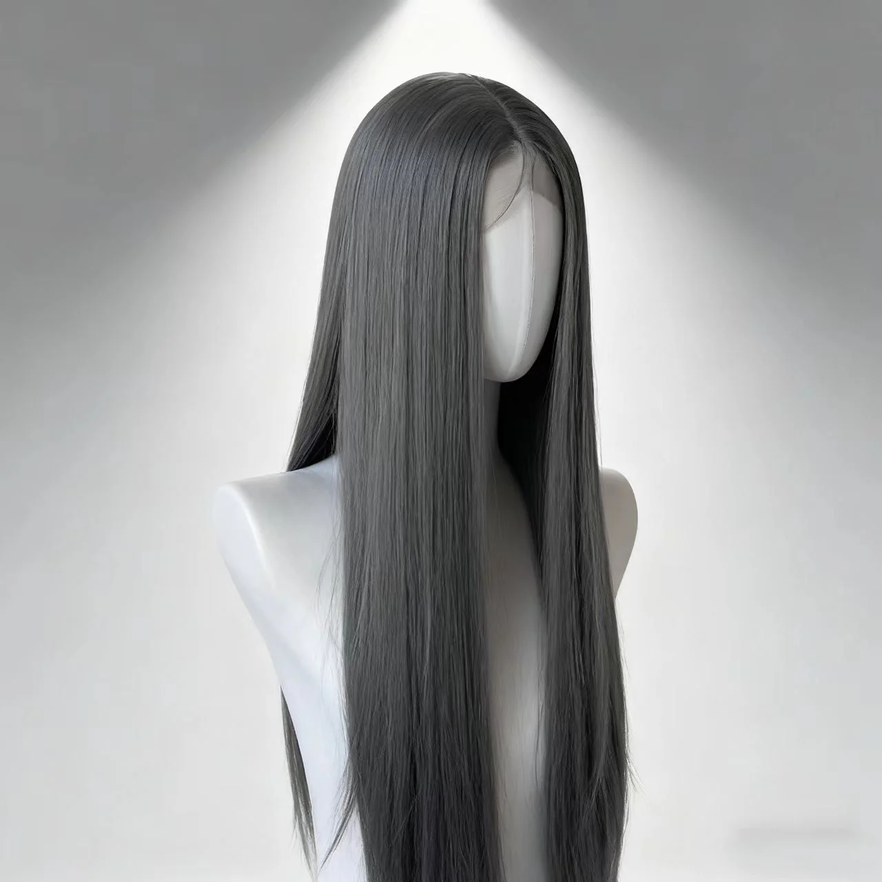 Ashely Deep Gray Lace Front Wig 26inch Long Striaght Hair Wig High Quality Synthetic Lace Wigs Natural Looking Cosplay Wig