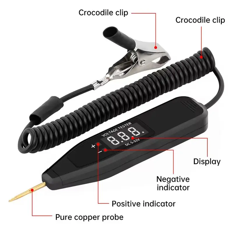 For Car Electrical Circuit Test Pen 5-32V Digital Electric Voltage Power Tester Probe For Vehicle Systems