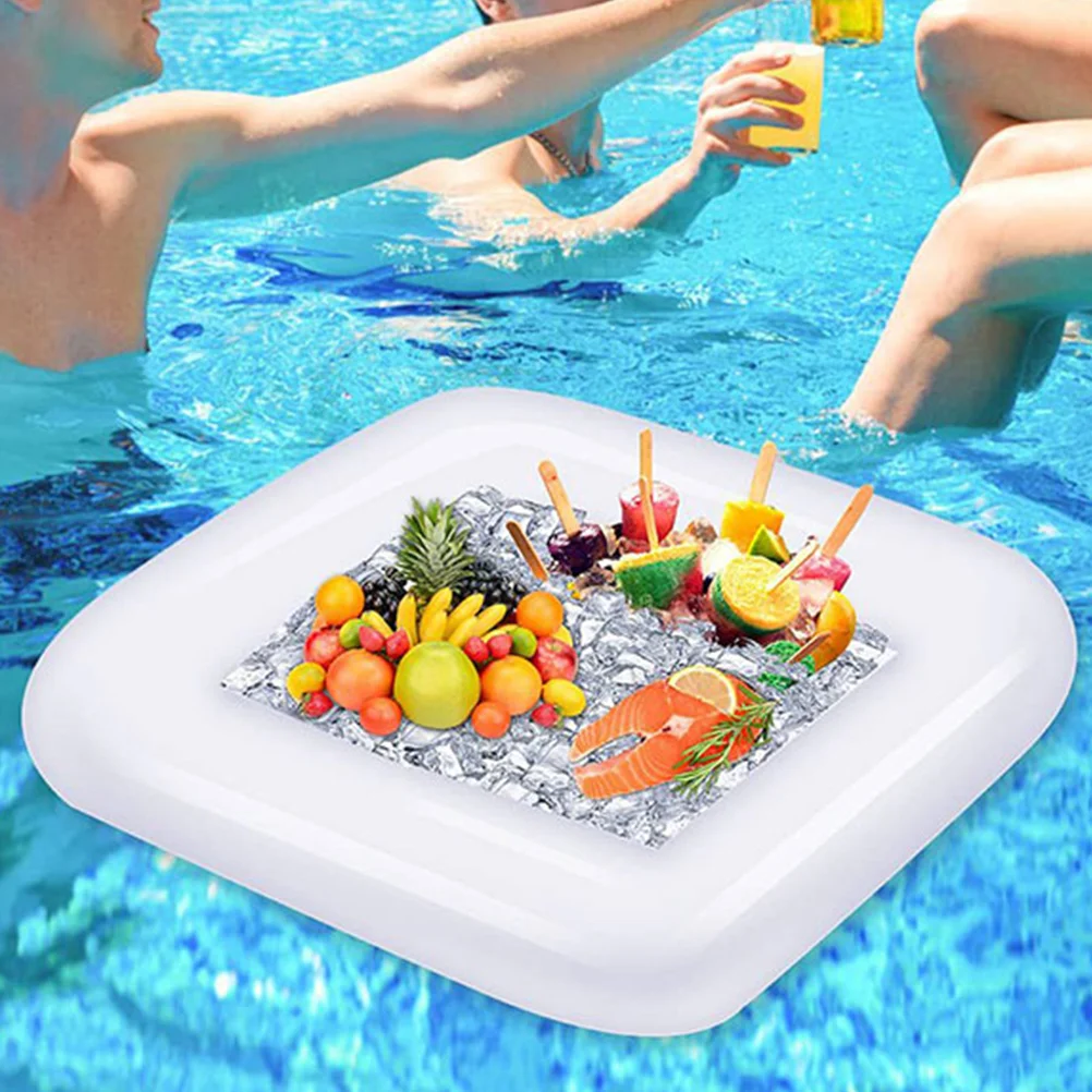 Inflatable Ice Bar Serving Floating Tray Trays White Pool Cooler Bars Barrel Drink Buffet Food Server Holder