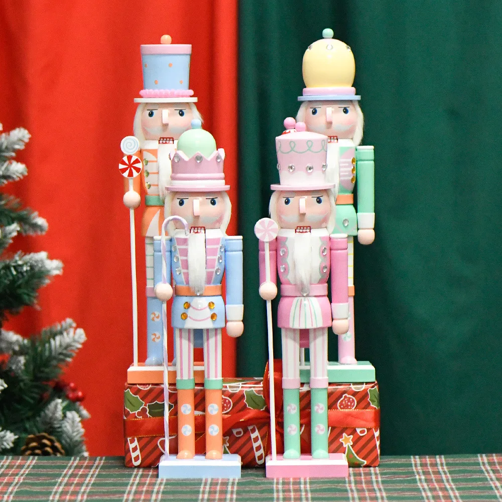 Christmas Decoration 25/38CM Nutcracker Puppet Children's Gift Wooden Handcraft Candy Soldier Doll Toy New Year Ornament Ht209