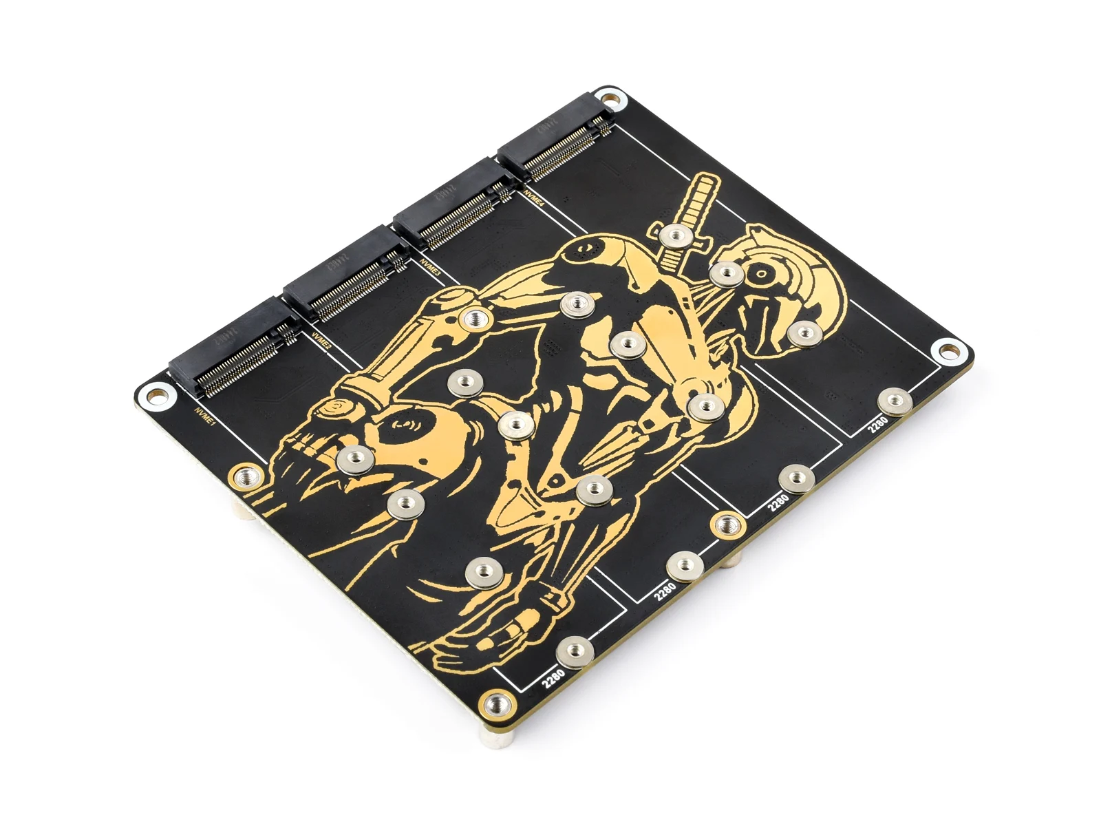 

PCIe To 4-Ch M.2 Adapter Board for Raspberry Pi 5, Supports 4-ch NVMe Solid State Drives, Supports Powering The Raspberry Pi 5