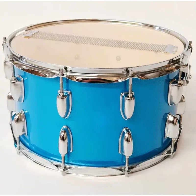 14 Inch Marching Snare Drum with Carrier Strap Sparkling Blue Finish Snare Drum for Adult with Key Drumsticks Accessories