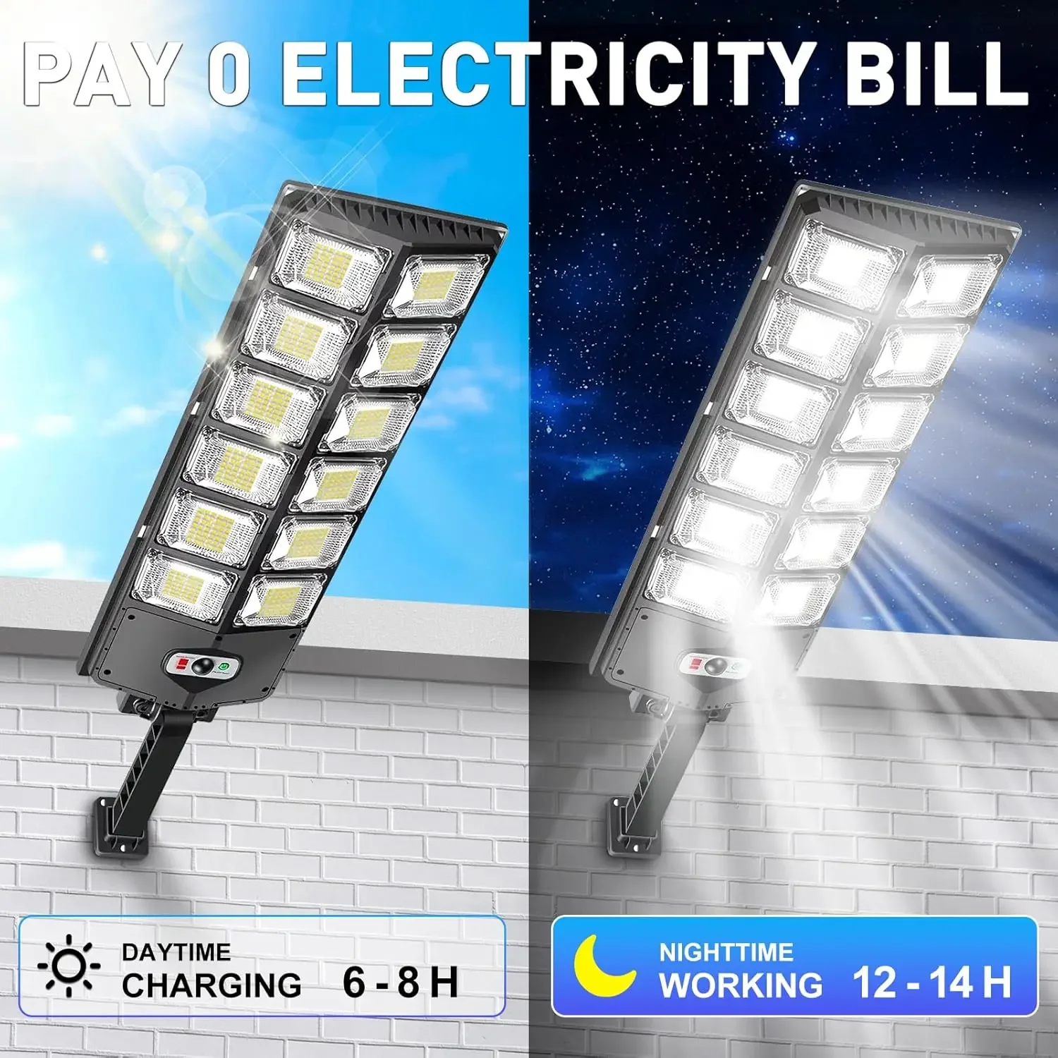 Outdoor Solar Street Light 504/336/240 LEDs High Power with Sensor Remote Control Wall Flood Light for Yard Garage Garden