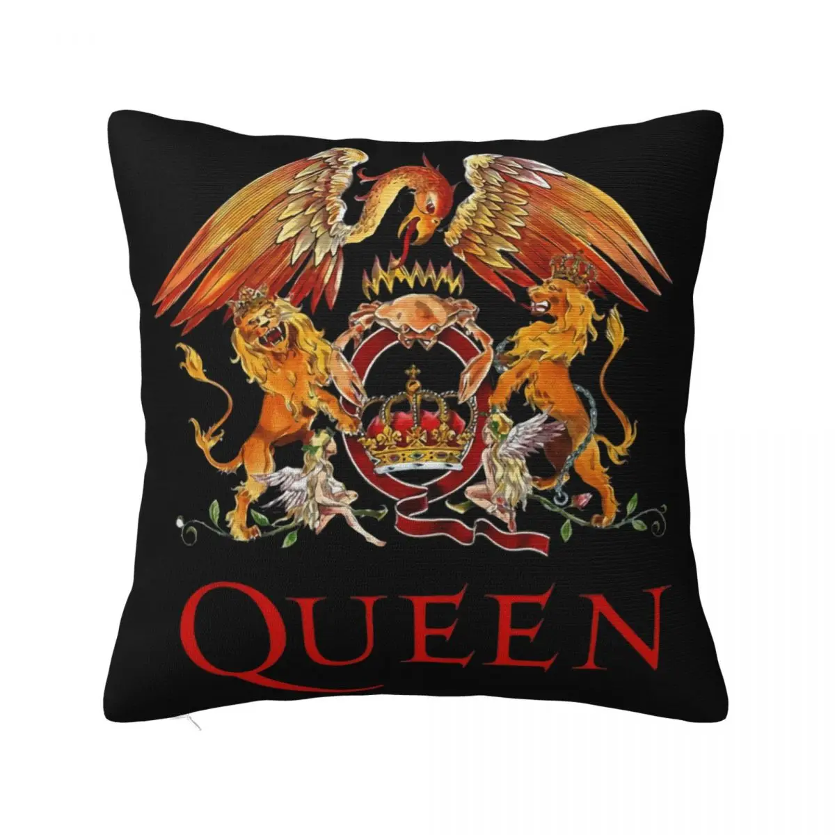 Queen Classic Crest Black Classic Rock Band Bohemian Rhapsody Rare Discount New Pillow Case