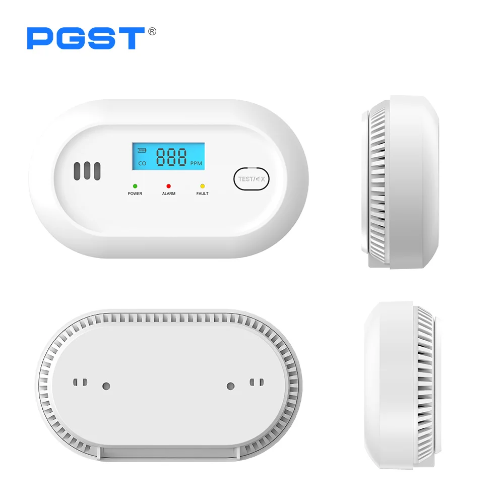 مستشعر إنذار ثاني أكسيد الكربون المستقل كاشف إنذار أول أكسيد الكربون 85dB تحذير عالي الحساسية شاشة LCD كهروضوئية للفندق المنزلي