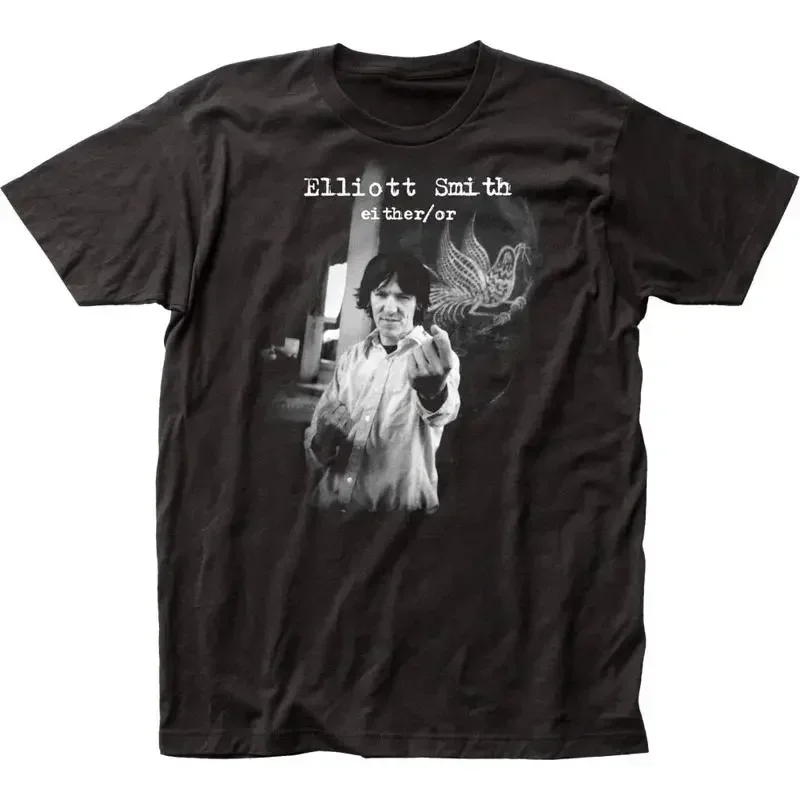 Elliott Smith Either Or T Mens T Shirt Rock and Roll Music Band Tee New Black