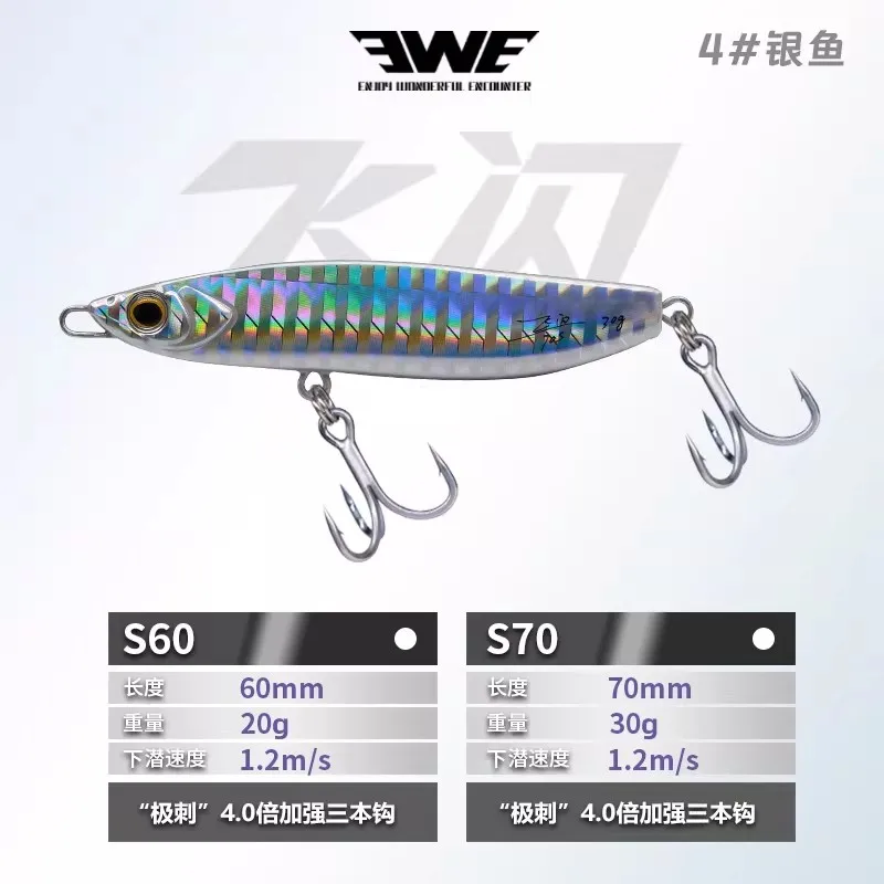 2-pack Nieuwe 2026 EWE Flying Flash Verre Werp Afstand Zoektype IJzeren Plaat JIG Vis Aas 20g/30g Kunstmatige Wobbler Baars Hard Aas Set
