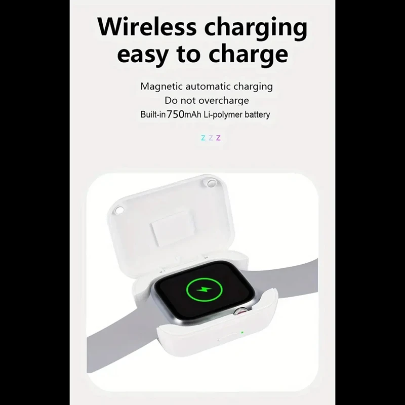 SCLS Magnetic Wireless Charger For Watch Series 1-9 SE - 750Mah Power Bank Fast Charging Dock Station With USB-A Port