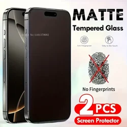 2Packs Matte Tempered Glass Screen Protector for iPhone 16 11 12 13 Pro Mini 14 15 16 Plus Pro Max X XR XS Max Protection Glass
