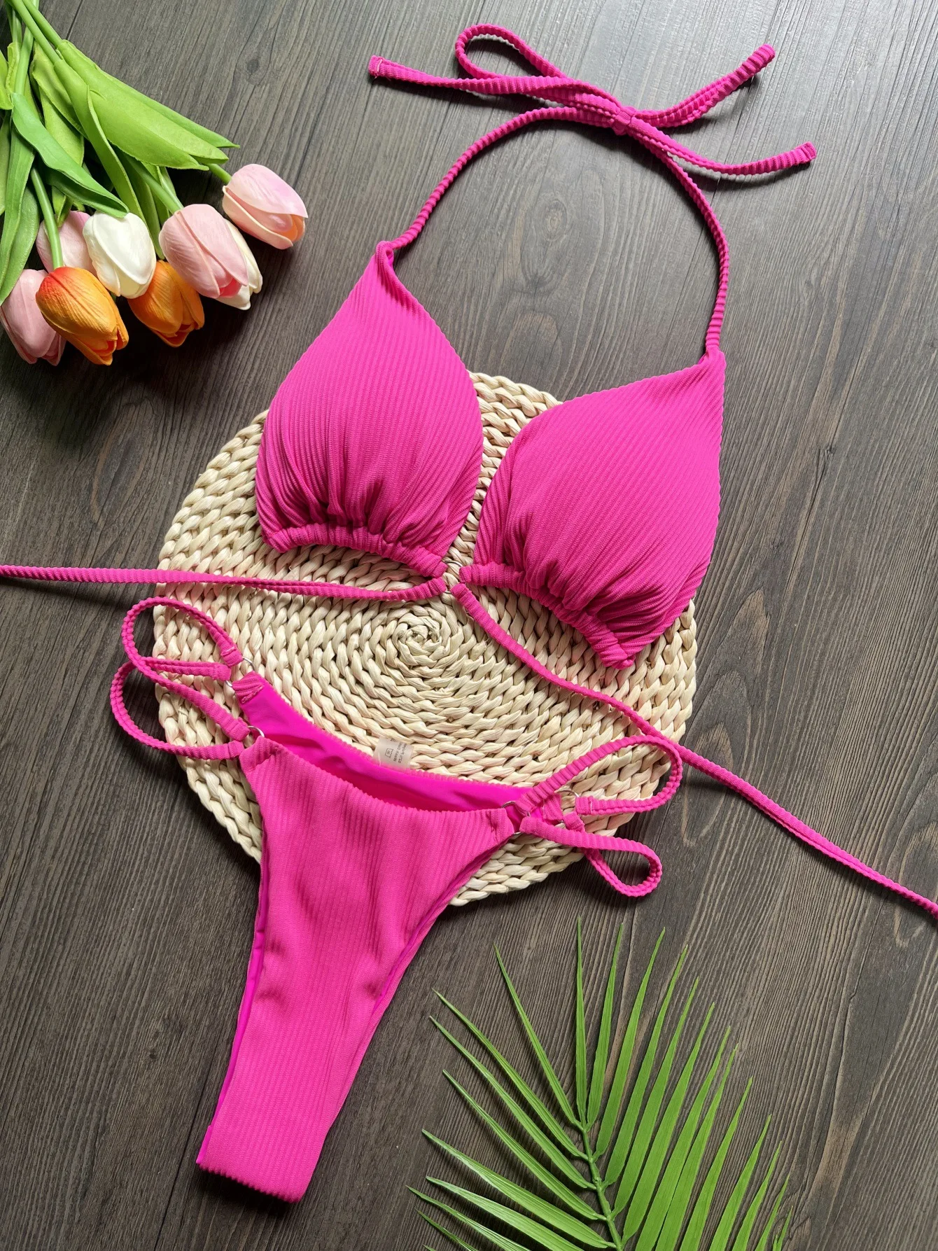 2025 novo conjunto de biquíni de duas peças halter alta perna corte acolchoado biquíni feminino maiô banhista natação wear