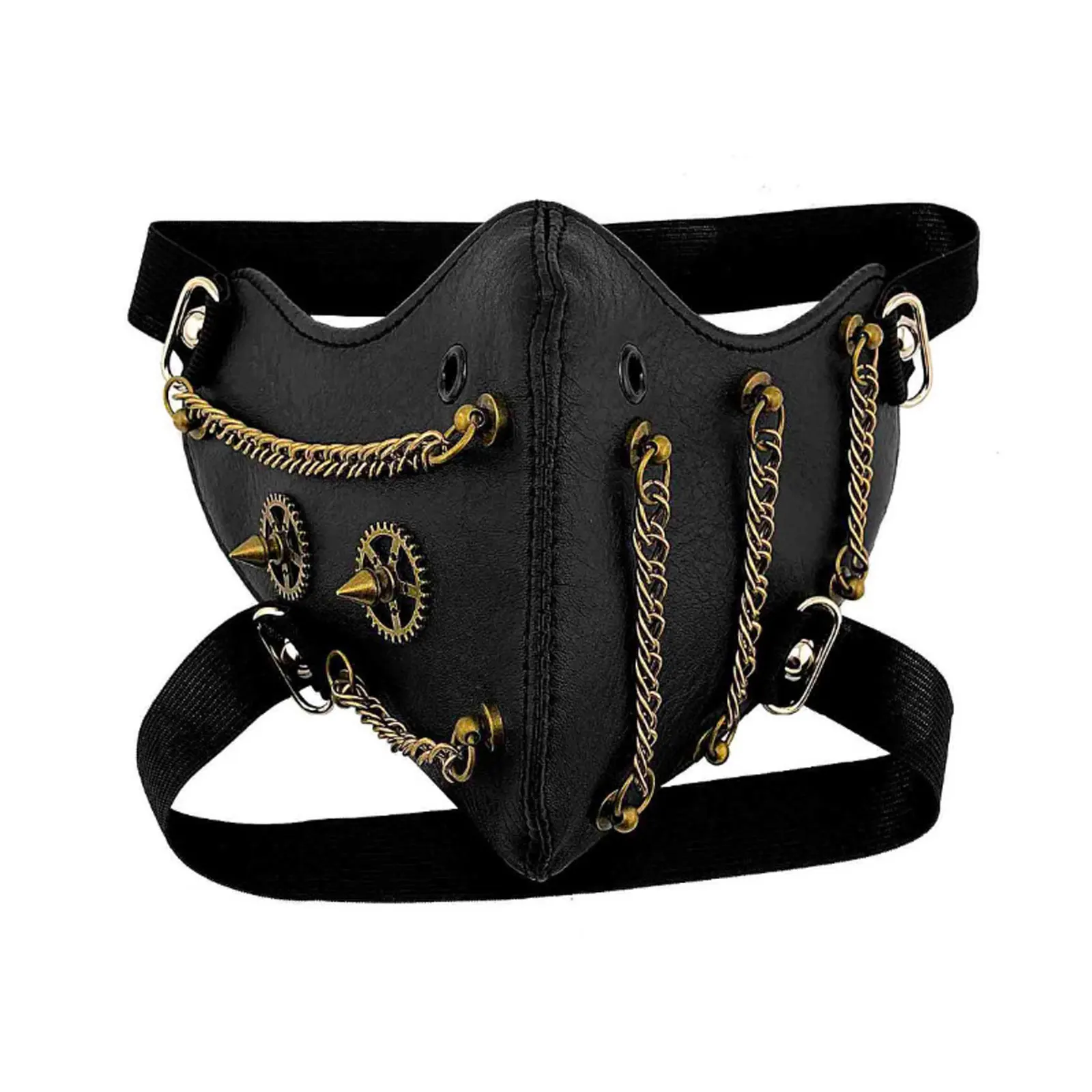 

Steampunk Machinery Mask Halloween Cosplay Devil Mask Nightclub Bar Disco Rock Half Face Anime Game Costume Hip Hop Leather Mask