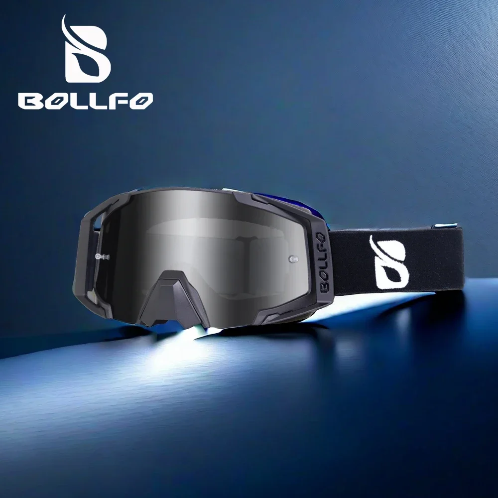 

BOLLFO ATV Dirt Bike Goggles Wide Vision OTG UV400 High-Speed Motorcycle Eyewear Peelable Film Windproof Cycling Glasses