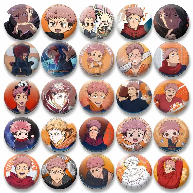 

Anime Character Yuji Itadori Coin Badges Cartoon Round Lapel Pins Manga Badge for Backpack Clothes Decor Jewelry Accessory Gift