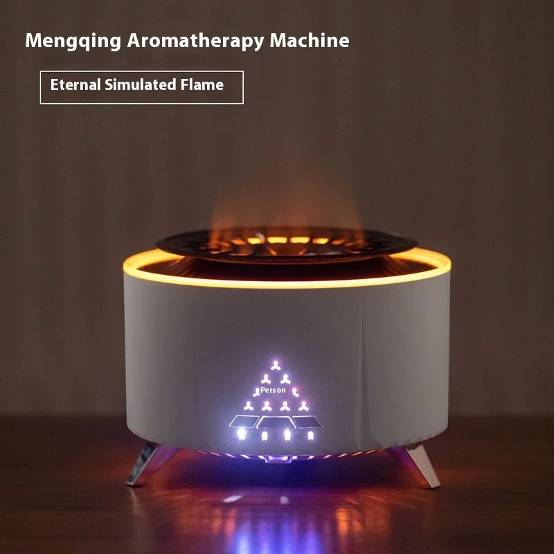 White Noise Volcanic Lava Humidifier Creative Flame Aromatherapy Machine Desktop Simulation Jellyfish Smoke Ring for Relaxation