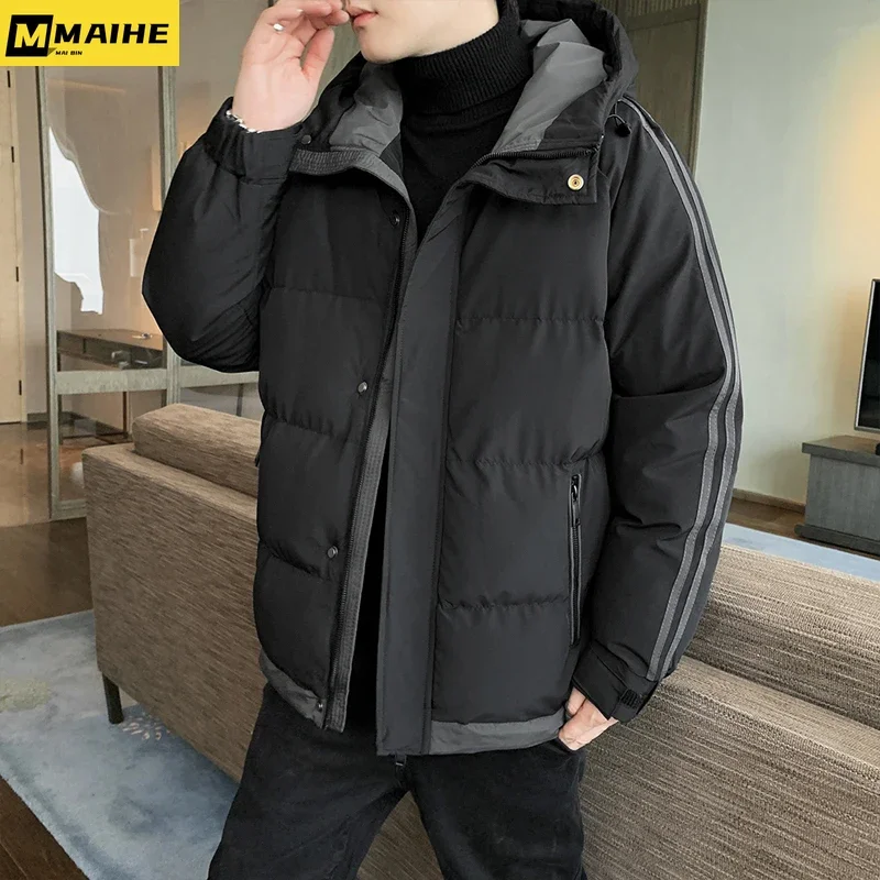 Casaco solto quente com capuz masculino, casaco frio e à prova de vento, algodão, casual, grande, inverno, novo, M-8XL, 2022