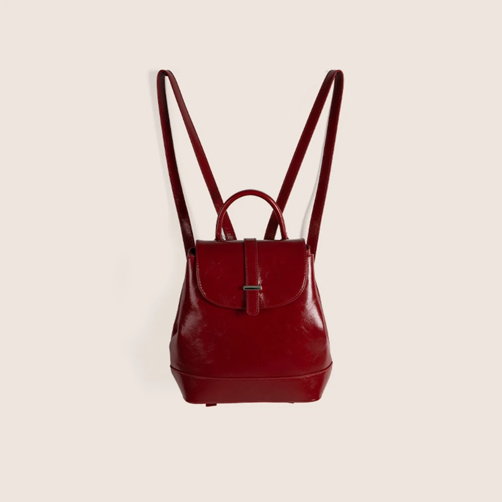 

High-end Women Pu Backpack Solid Color Flap Leisure Shoulder Bag Large Capacity Female Commuter Packs Versatile Girls School Bag