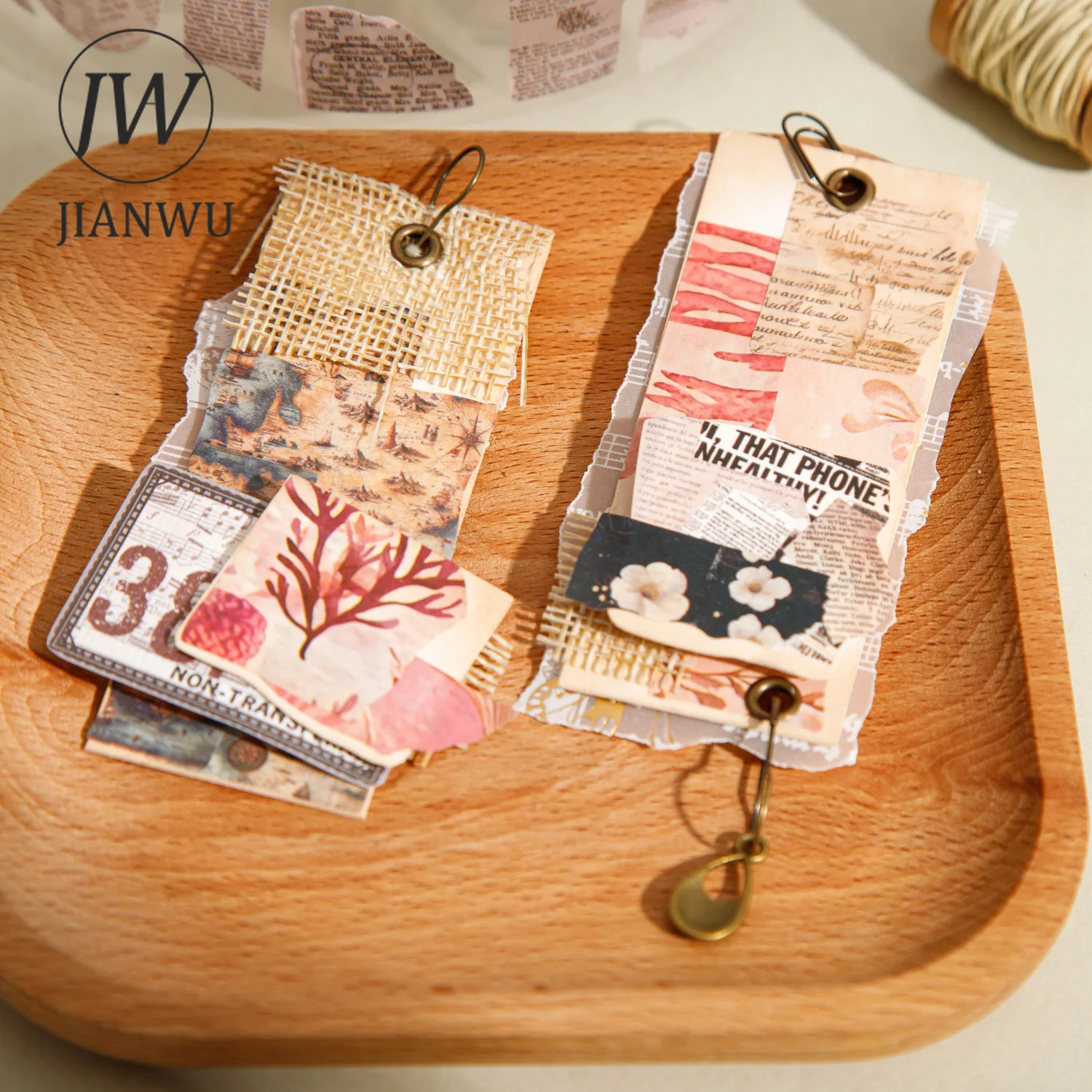 Jianwu 50mm * 200cm série de fragmentos artesanais vintage flor borboleta paisagem material fita colagem diário criativo papelaria