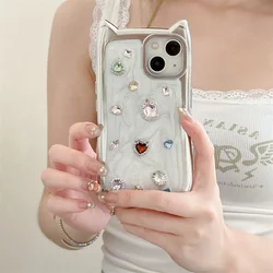 Luxury Diamonds Shiny DIY Electroplated Phone Case For Iphone 16 15 14 13 Pro Max Shockproof Protection Cover