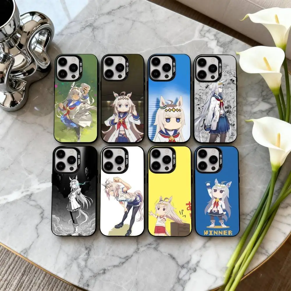 

U-Uma Musume Pretty Derby O-Oguri Cap Phone Case For iPhone17,16,15,14,13,12,11 Plus,Pro Max Black Candy silver phone case