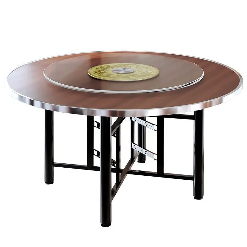 

Thickened large round table for 12 people Solid wood large round Glass turntable Dining table Canteen dining Rural