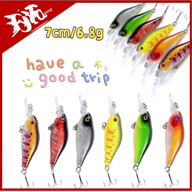 

Crankbaits Fishing Lure Wobbler 7Cm 6.8G Minnow Hard Artificial Plastic Bait Bass Pesca Swimbait Carp Fishing Tackle