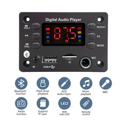 DC 5V 12V odtwarzacz Audio Bluetooth 5.0 płyta dekodera MP3 głośnomówiący mikrofon USB samochodowy TF FM Radio MP3 odtwarzacz muzyczny głośnik