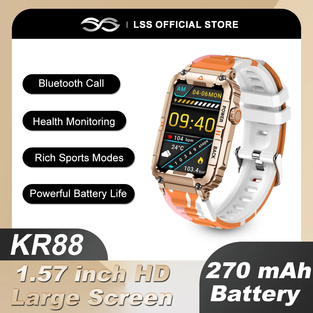 

KR88 Smart Watch Men 1.57inch IPS Bluetooth Call Health Monitoring Outdoor Sport Fitness Tracker Women Men Smartwatch