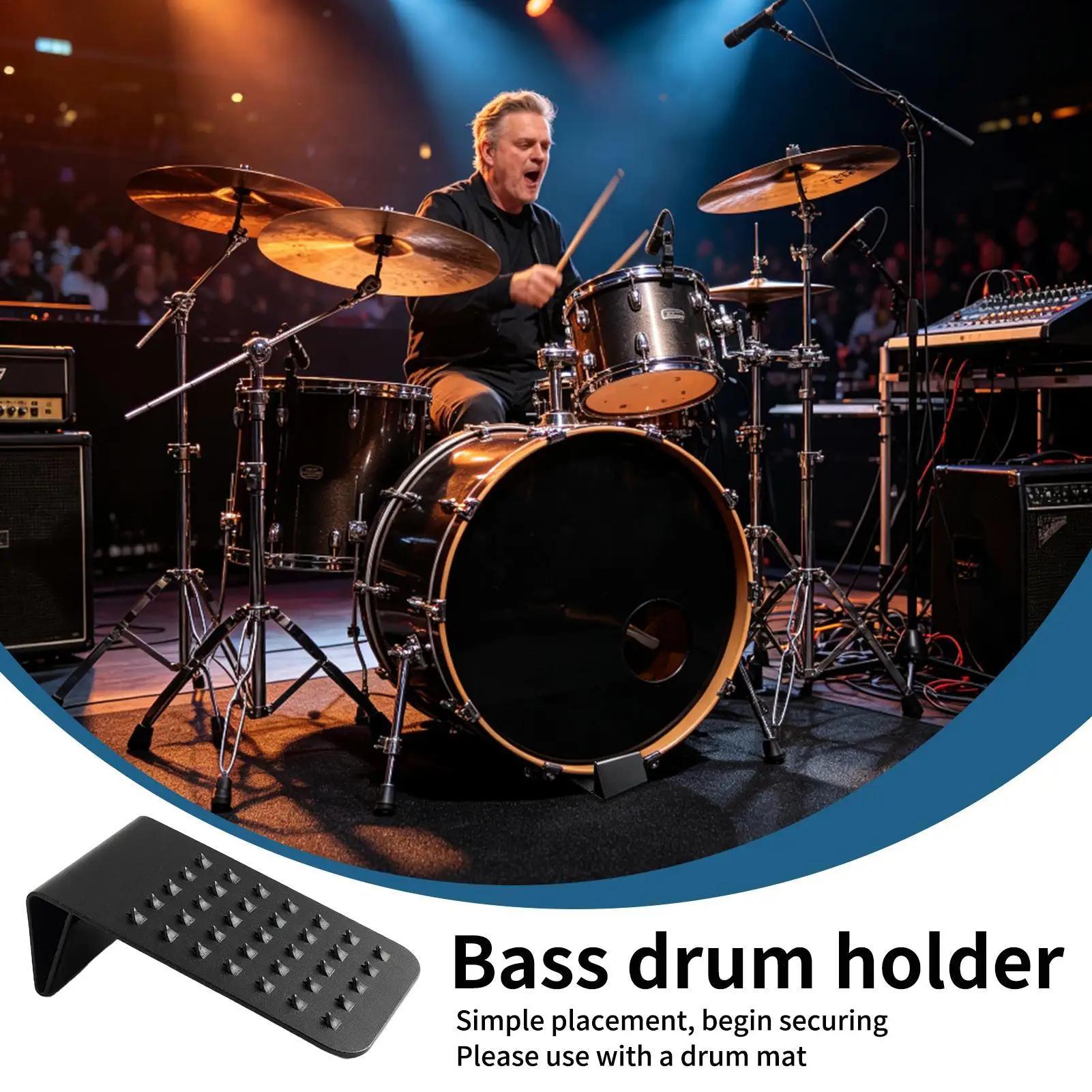 Drum Carpet Stopper Non-Slip Shock-Absorbing Portable Metal Drum Creep Block Stopper for Drummers Musicians Beginner Home Studio