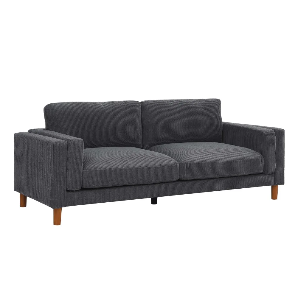 أريكة سروال قصير منجد بذراع مربع بأرجل خشبية #4